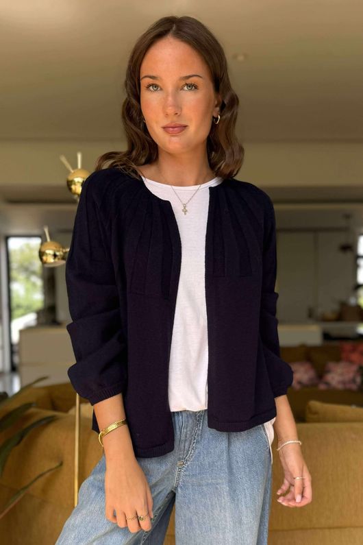 Laundry B Wicklow Fine Knit Throw On Cardigan Navy